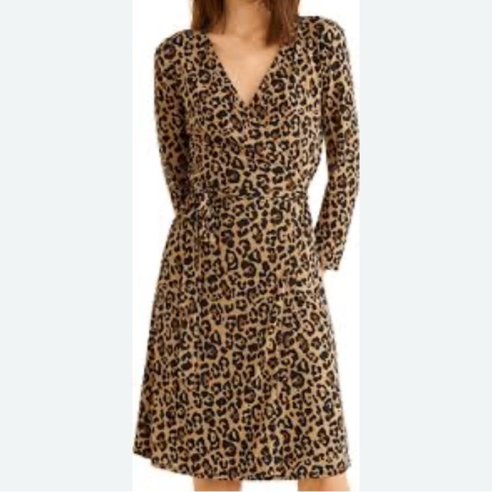 Leopard Print Wrap Dress Size 6 Mob Wife Animal Print